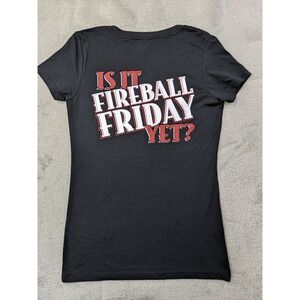 Ideal T Next Level Fireball Whisky Friday‎ Womens Black Graphic Tee Shirt S